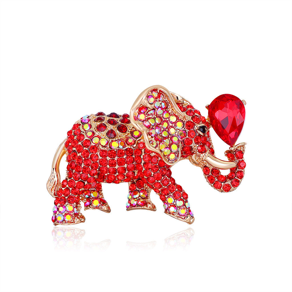 Alloy Full Diamond Acrylic Elephant Brooch