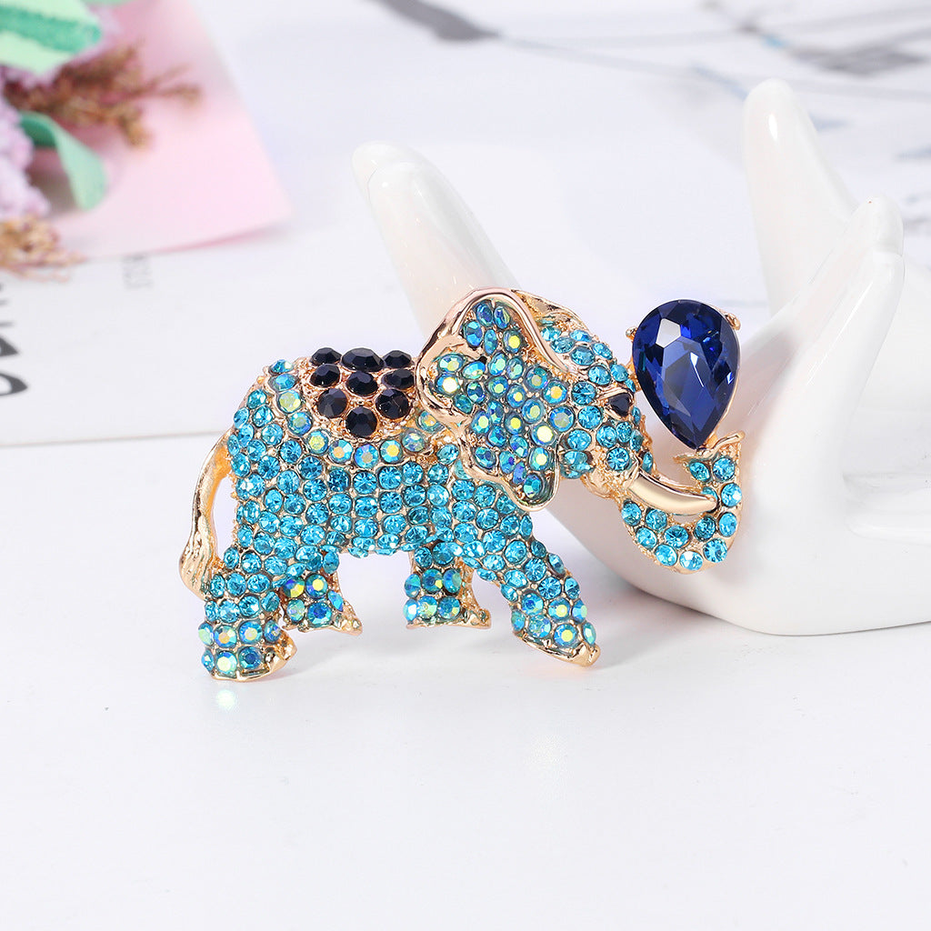 Alloy Full Diamond Acrylic Elephant Brooch