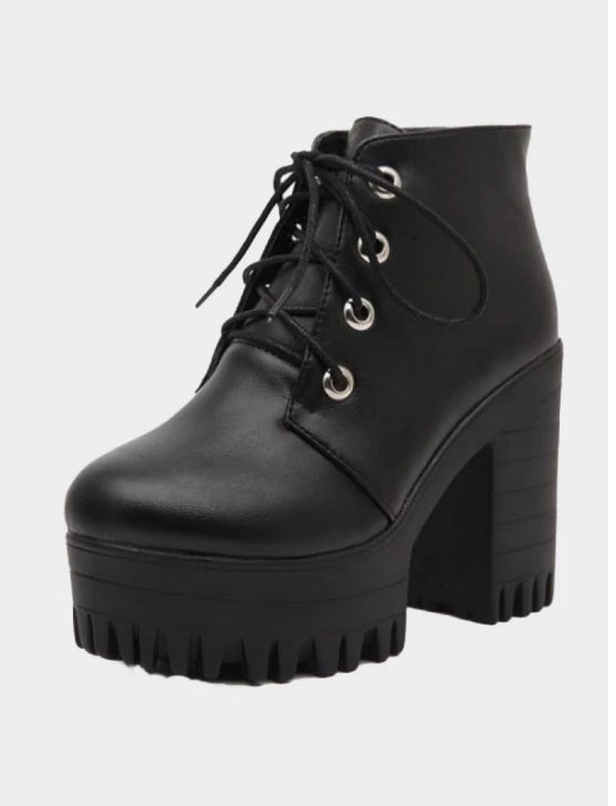 High-heel chunky heel ankle boots