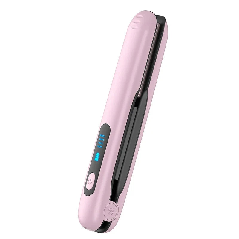 Wireless Hair Straightener Flat Iron Mini 2 IN 1 Roller USB 5000mAh Max 200 Degree Portable Cordless Curler 4 Levels Dry and Wet Uses