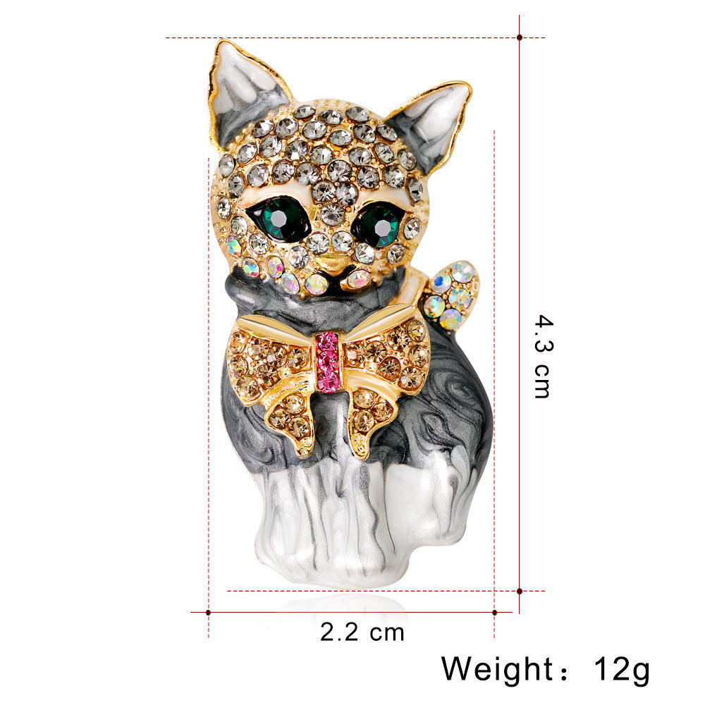 Fashion Personality Cute Green Eyed Kitten Brooch