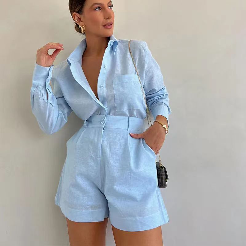 Women's Fashion Short Suit Pants Long-sleeve Suit