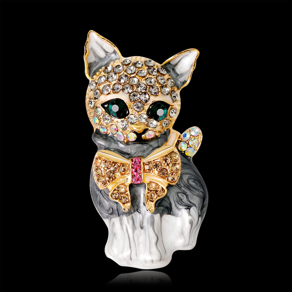 Fashion Personality Cute Green Eyed Kitten Brooch