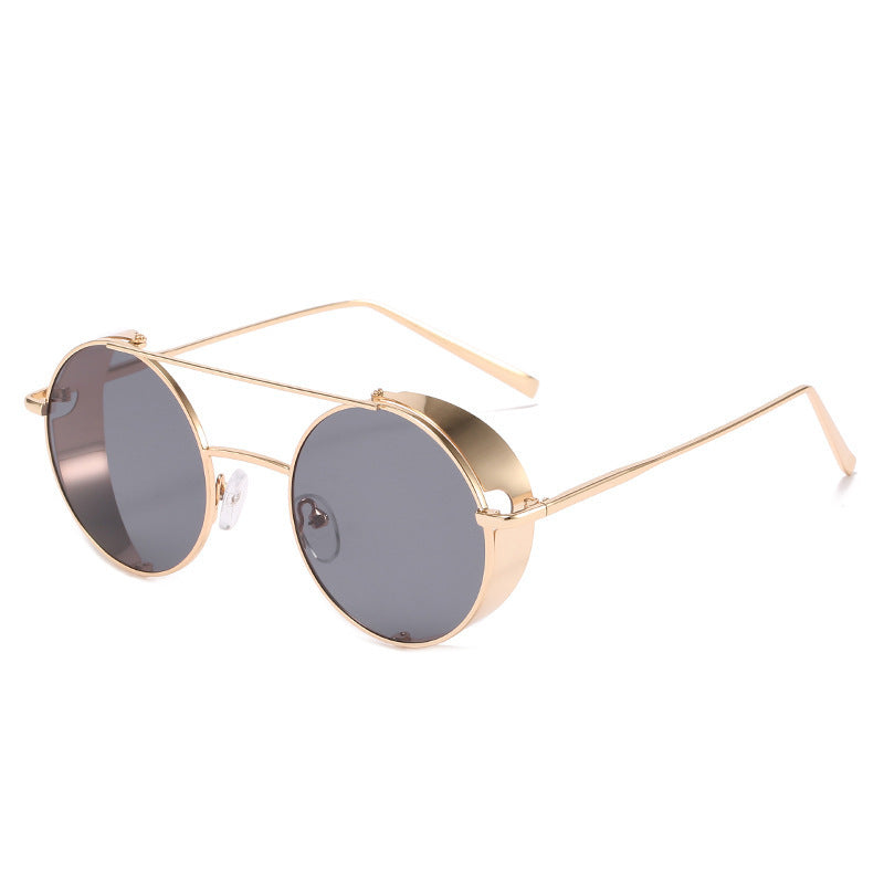 New Metal Double Beam Sunglasses Retro Round Glasses