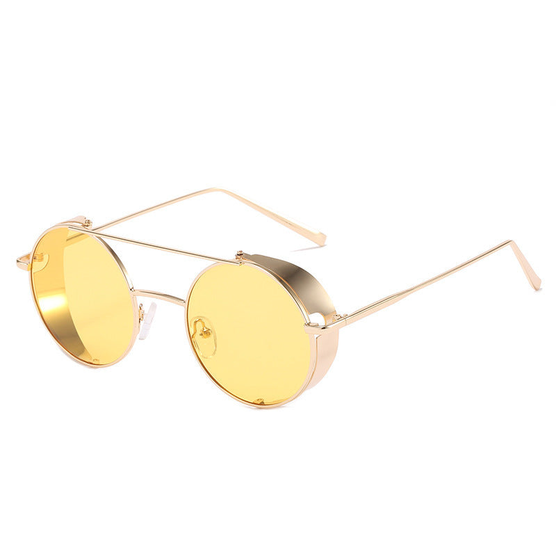 New Metal Double Beam Sunglasses Retro Round Glasses