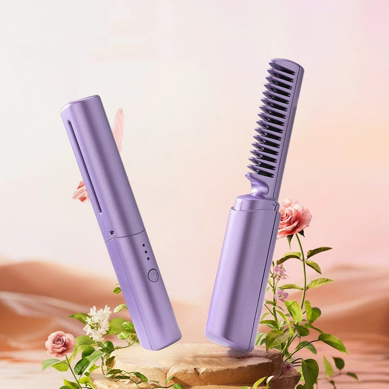 Professional Wireless Hair Straightener Curler Comb Fast Heating Negative Iron Straightening Curling Brush Hair Styling Tools