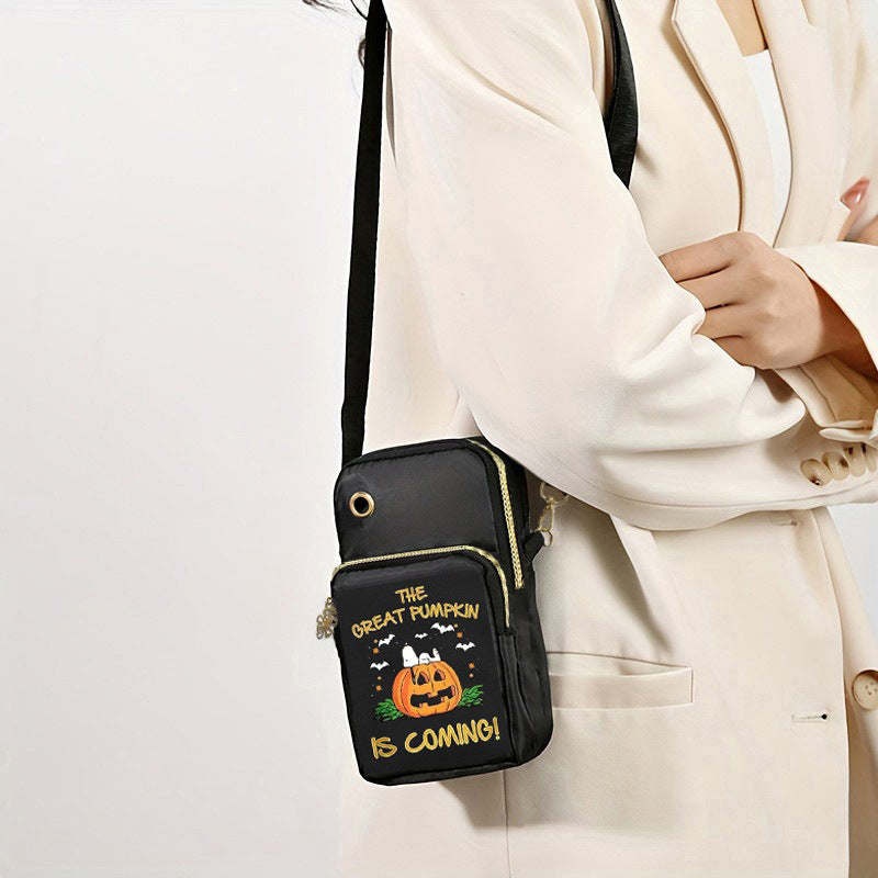 Halloween Pumpkin Pattern Phone Bag Coin Wallet Cute Mini Crossbody Shoulder Bags for Kids Women