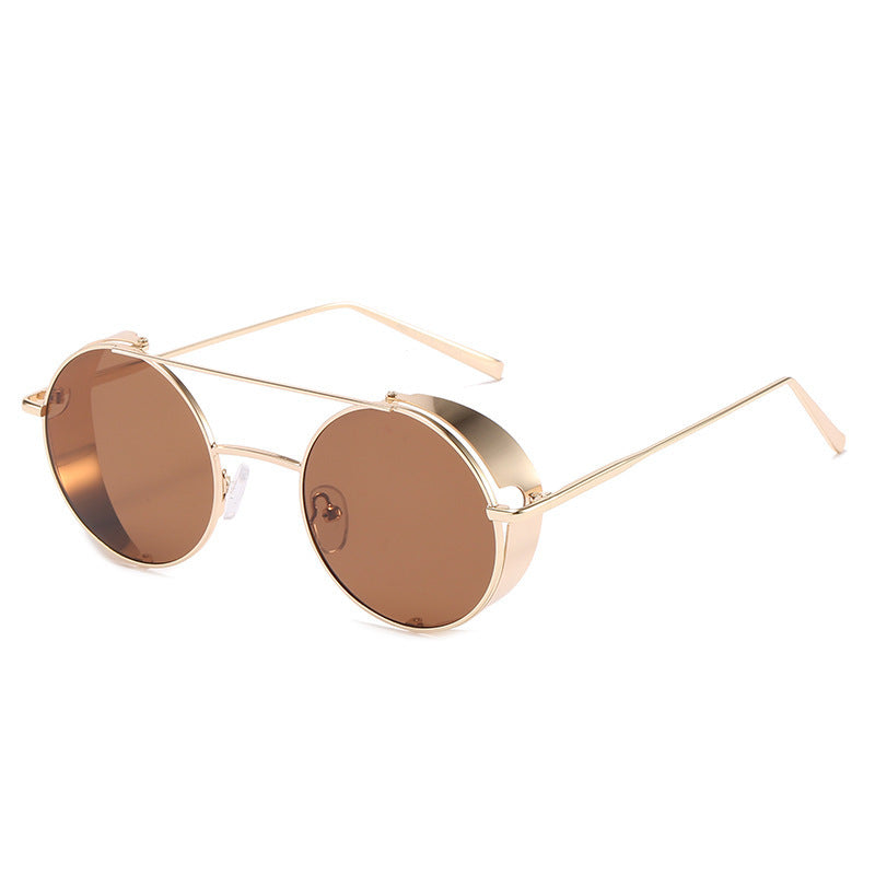 New Metal Double Beam Sunglasses Retro Round Glasses