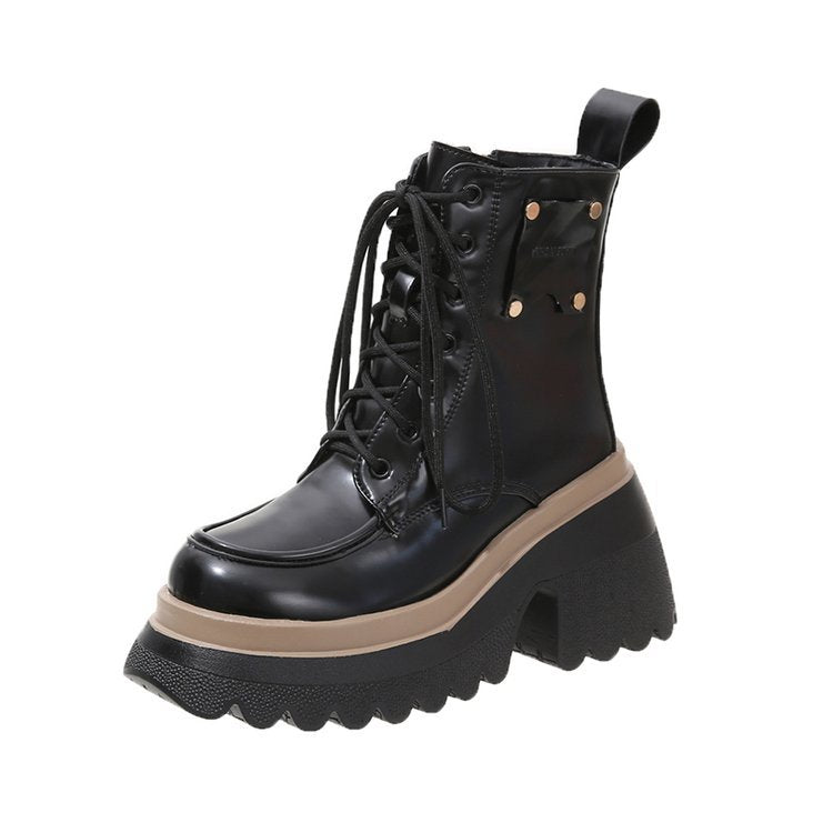 Women's Fashion Casual Soft Leather Platform Boots