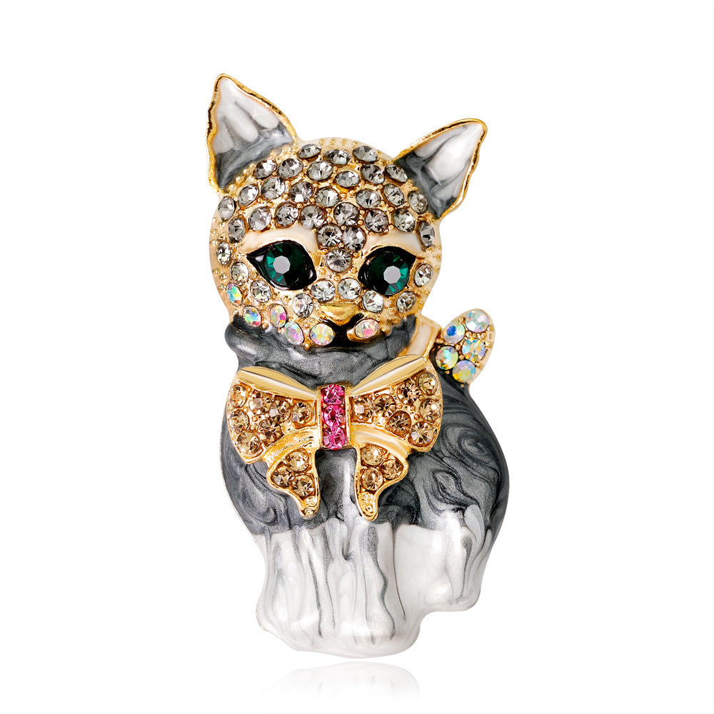 Fashion Personality Cute Green Eyed Kitten Brooch