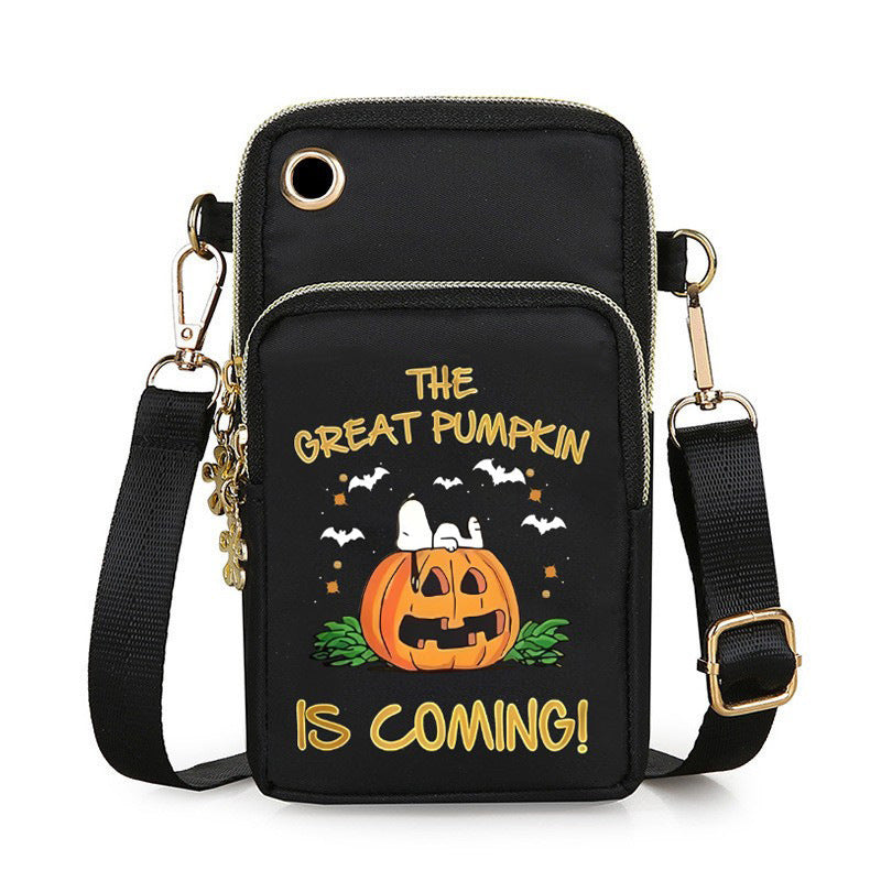 Halloween Pumpkin Pattern Phone Bag Coin Wallet Cute Mini Crossbody Shoulder Bags for Kids Women