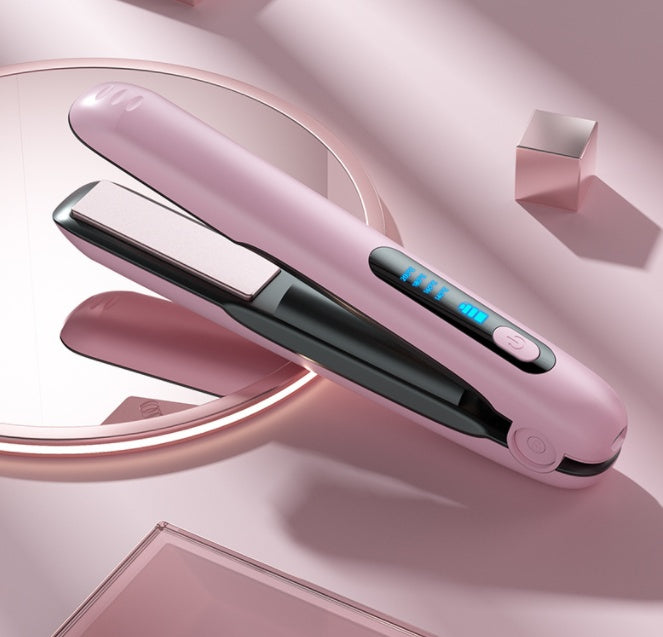 Wireless Hair Straightener Flat Iron Mini 2 IN 1 Roller USB 5000mAh Max 200 Degree Portable Cordless Curler 4 Levels Dry and Wet Uses