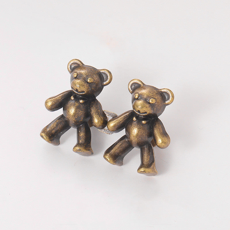 Cute Bear Pin Waist Clip Metal Snap Fastener Pants Pins Detachable Button Sewing-Free Buckle Jeans Reduce Waist Tighten Brooch