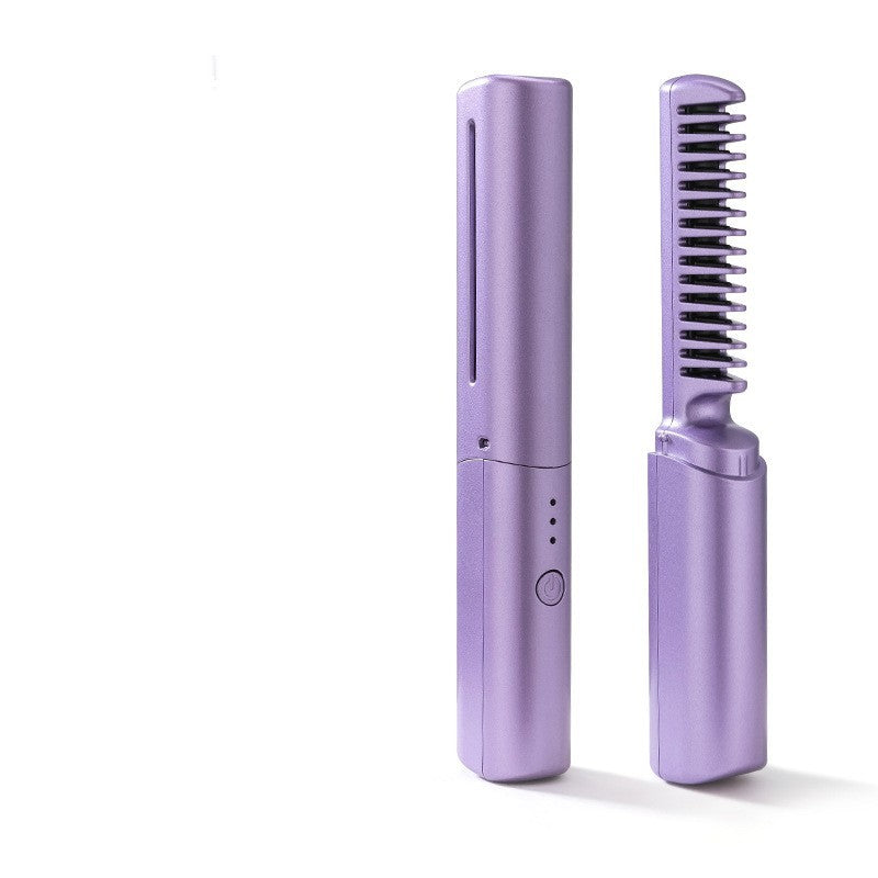 Professional Wireless Hair Straightener Curler Comb Fast Heating Negative Iron Straightening Curling Brush Hair Styling Tools