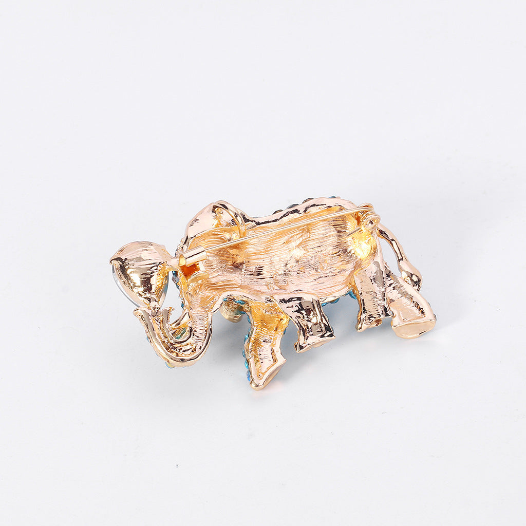 Alloy Full Diamond Acrylic Elephant Brooch